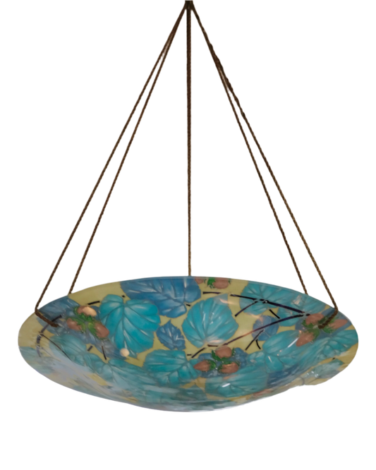 ART DECO HAND PAINTED FLORAL PENDENT LIGHT