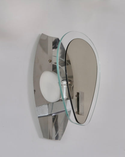 CLEAR AND SMOKED GLASS WALL SCONCES