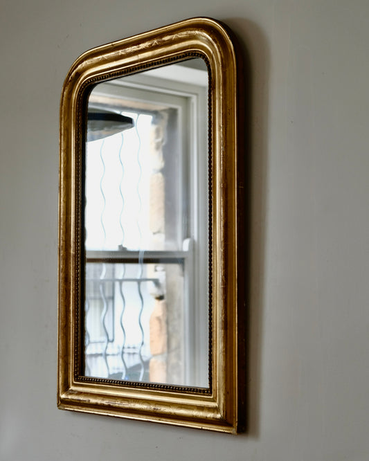 LOUIS PHILIPPE GILTWOOD MIRROR w. WOVEN CROSS DETAIL