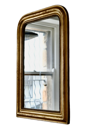 LOUIS PHILIPPE GILTWOOD MIRROR w. WOVEN CROSS DETAIL