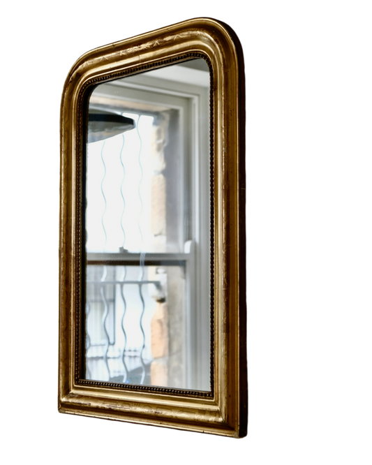 LOUIS PHILIPPE GILTWOOD MIRROR w. WOVEN CROSS DETAIL