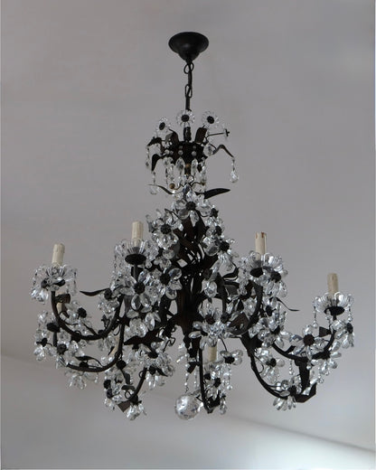 FLORENTINE CHANDELIER w. CRYSTAL ROSETTES