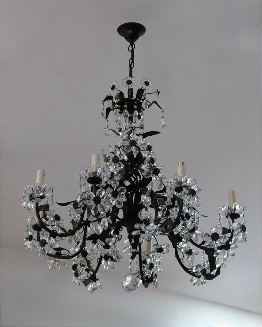 FLORENTINE CHANDELIER w. CRYSTAL ROSETTES