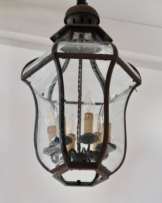 WROUGHT IRON SIX CANDLE LANTERN