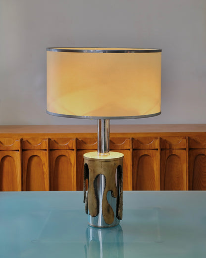 BRUTALIST TABLE LAMP w. CAST BRASS DETAIL