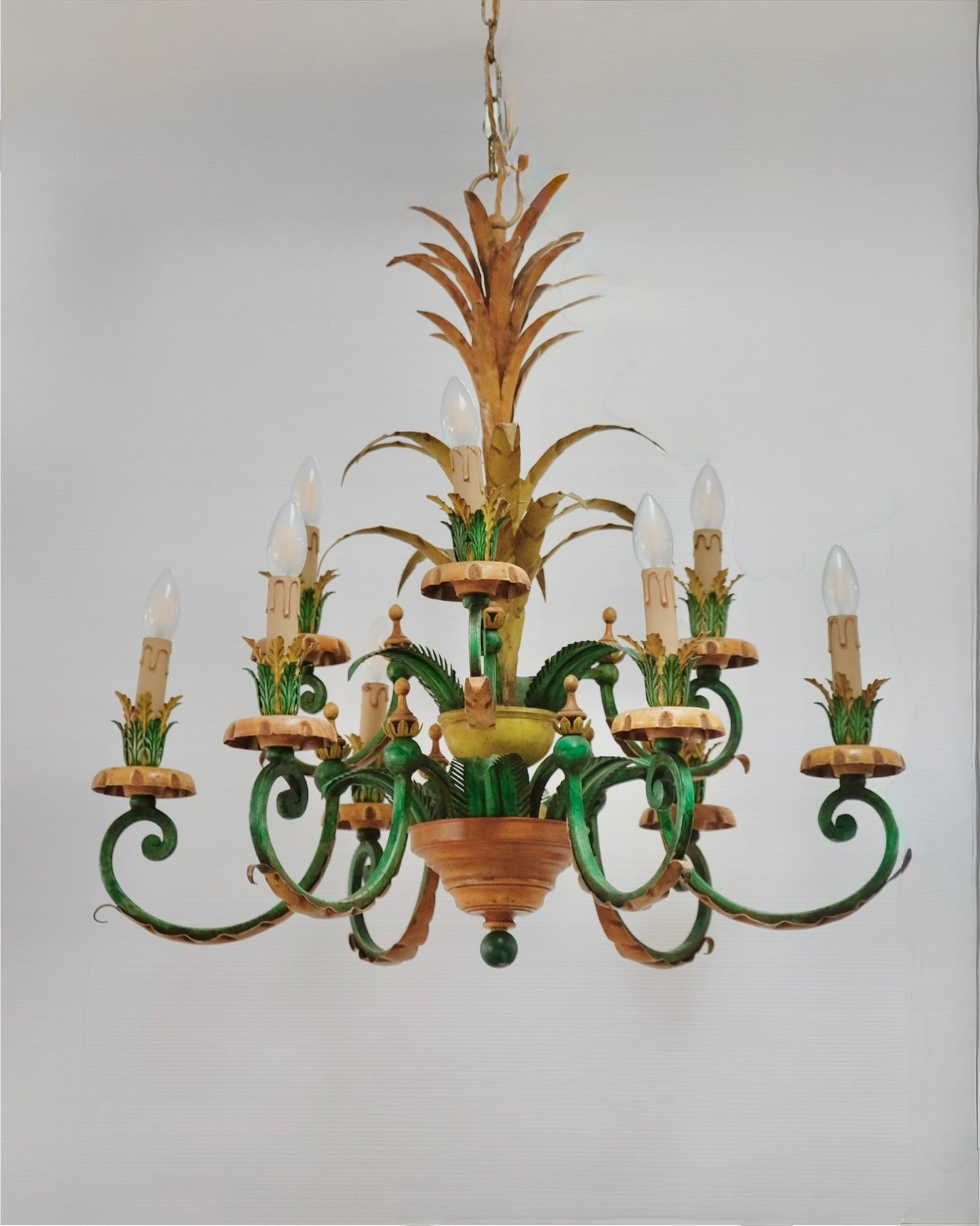 TOLE LEAF CHANDELIER
