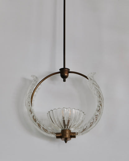 BRASS MURANO GLASS WREATH PENDANT