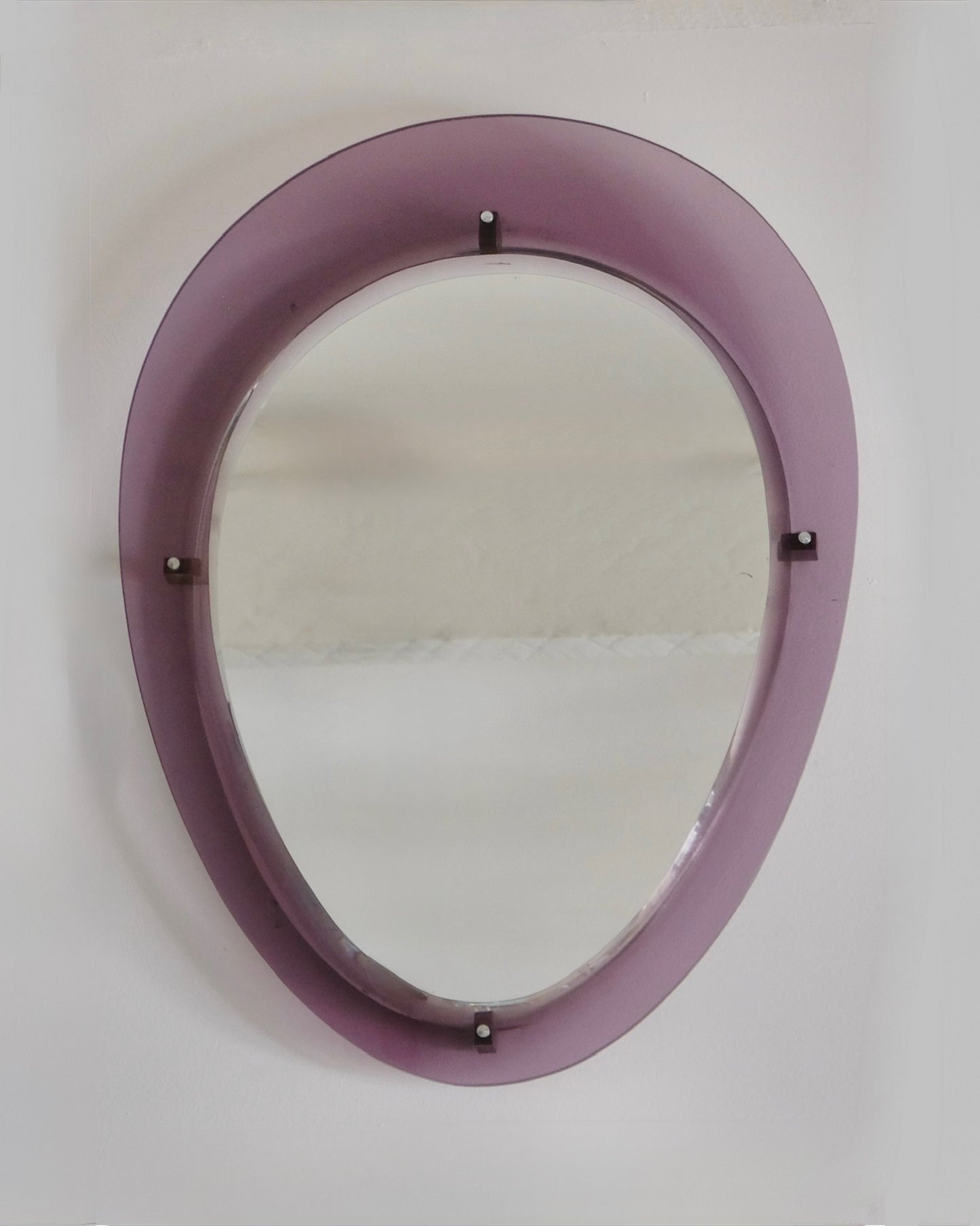 LILAC FRAMED ART GLASS OVAL MIRROR