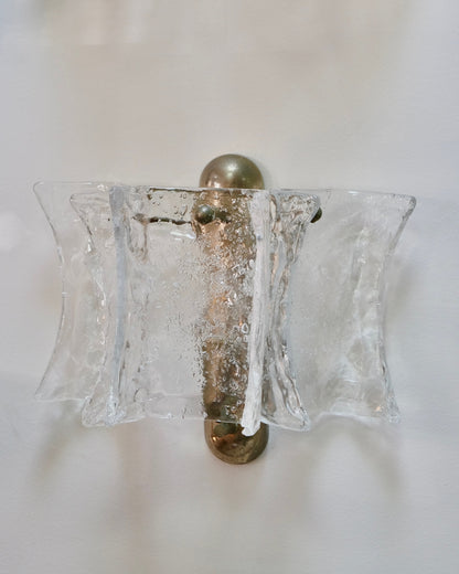 CURVED THREE PANEL SEEDED MURANO SCONCE