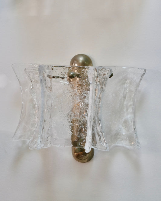 CURVED THREE PANEL SEEDED MURANO SCONCE