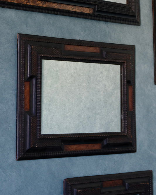 SMALL DUTCH BAROQUE MIRRORS w. EBONIZED FRAME