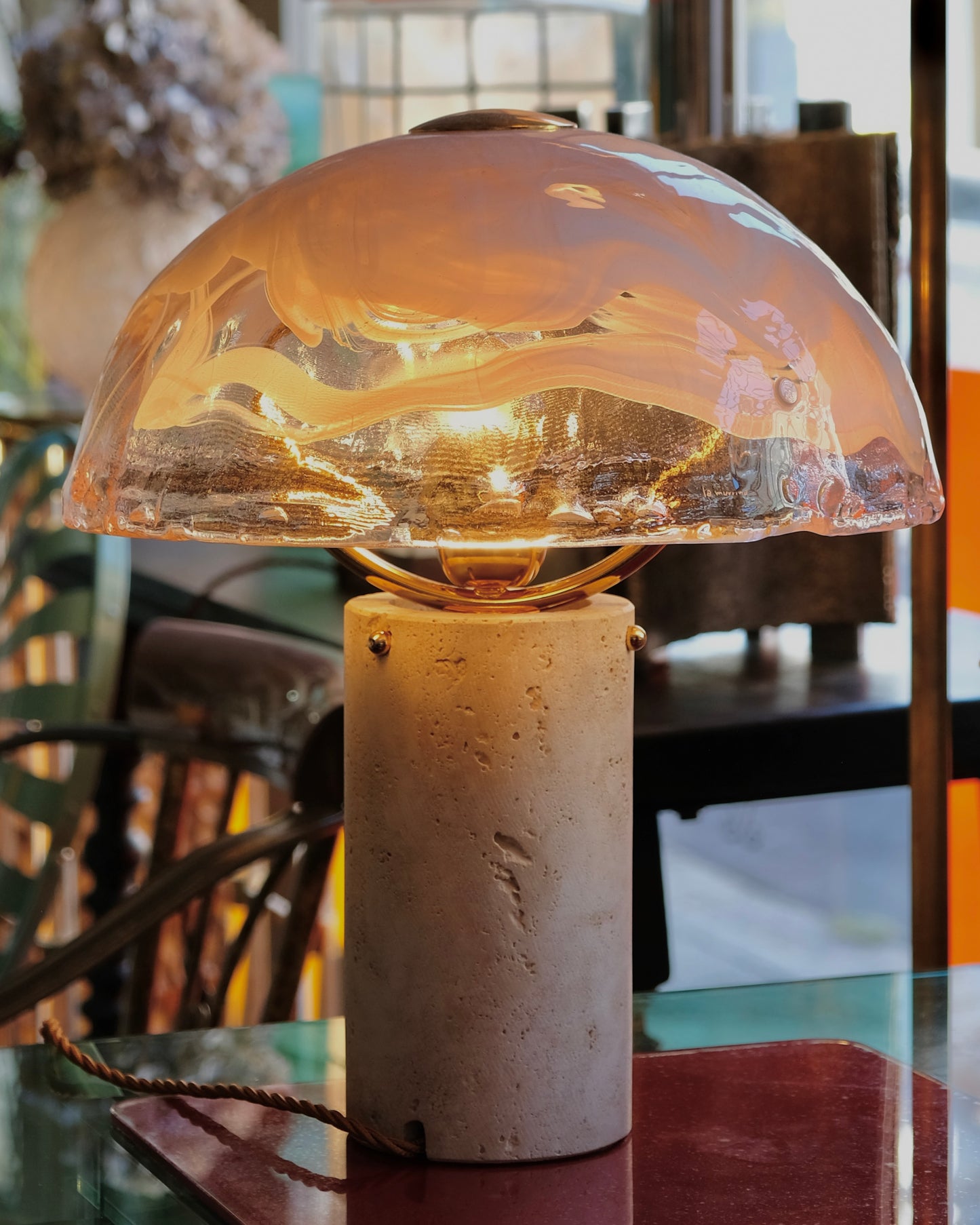 LA MURRINA TABLE LAMP w. TRAVERTINE BASE
