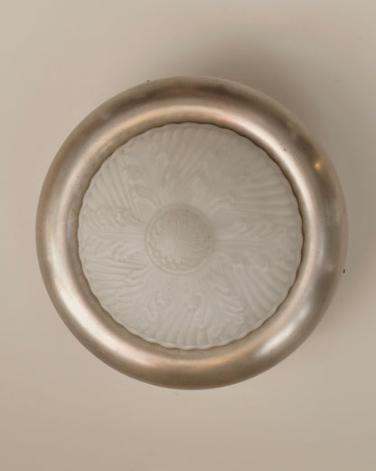 FRENCH FROSTED GLASS LEAF FLUSH MOUNT
