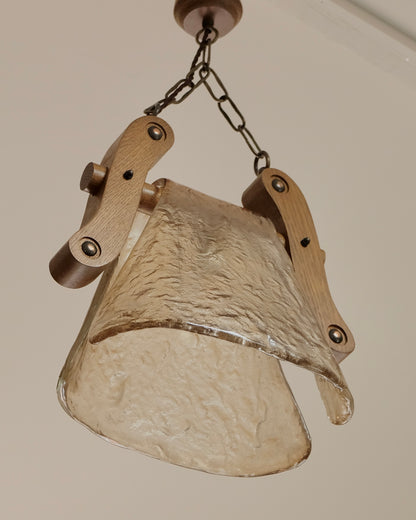 DRAPED TEXTURED MURANO GLASS OAK PENDANT