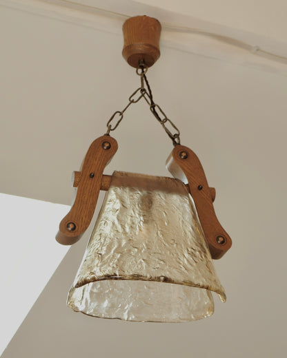 DRAPED TEXTURED MURANO GLASS OAK PENDANT