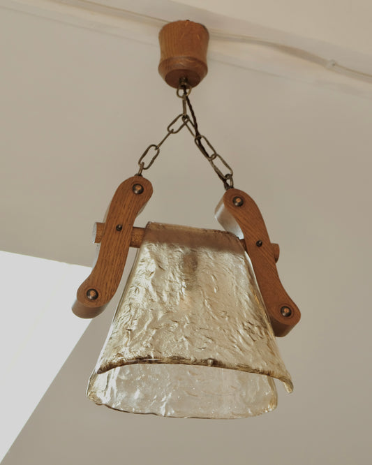 DRAPED TEXTURED MURANO GLASS OAK PENDANT