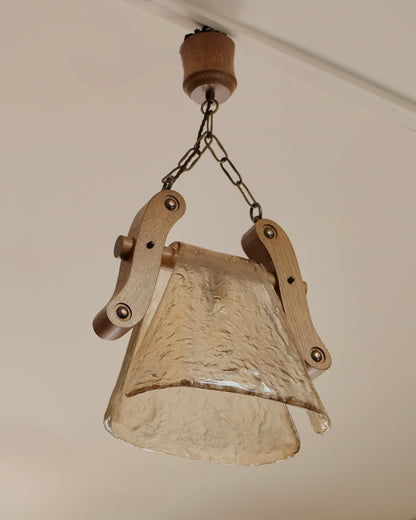 DRAPED TEXTURED MURANO GLASS OAK PENDANT