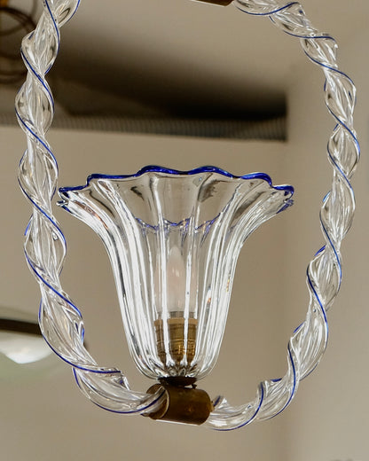 MURANO GLASS TWIST PENDANT w. BLUE LINE DETAIL