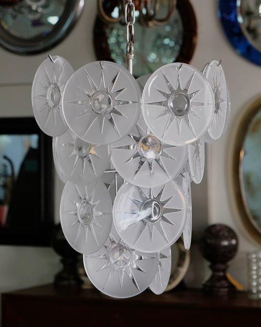 MURANO GLASS DISC PENDANT w. RIPPLE STAR DETAIL