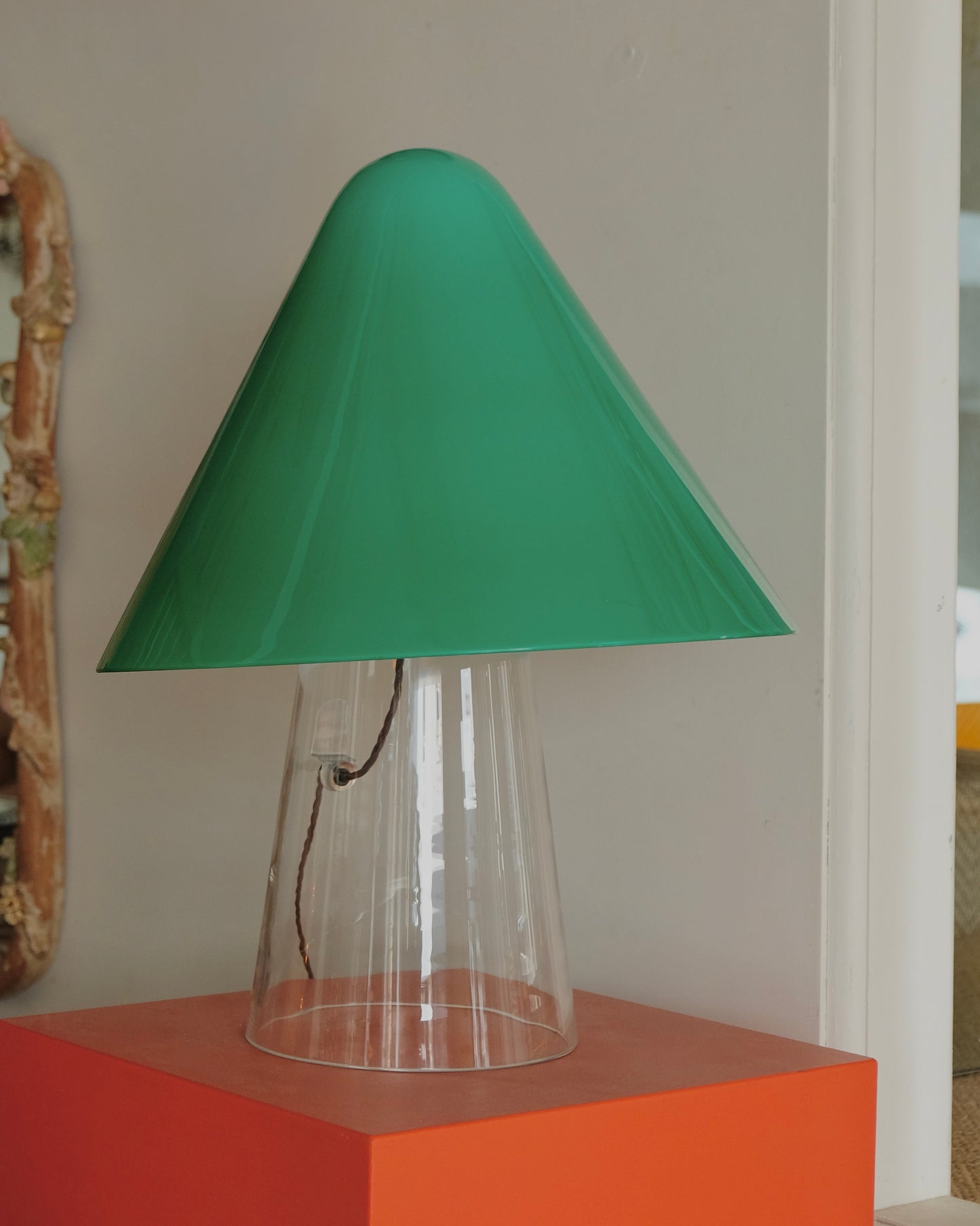 MURANO GLASS TABLE LAMP w. STANDALONE GREEN SHADE
