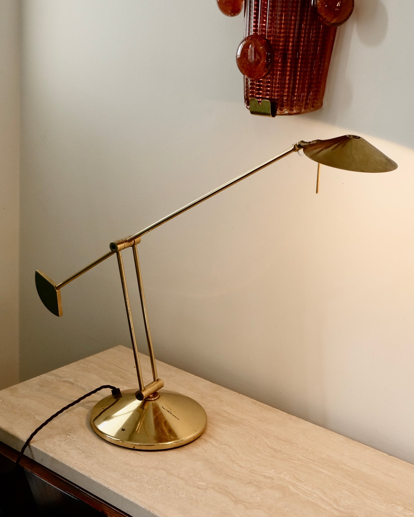 ADJUSTABLE BRASS COUNTER WEIGHT DESK LAMP