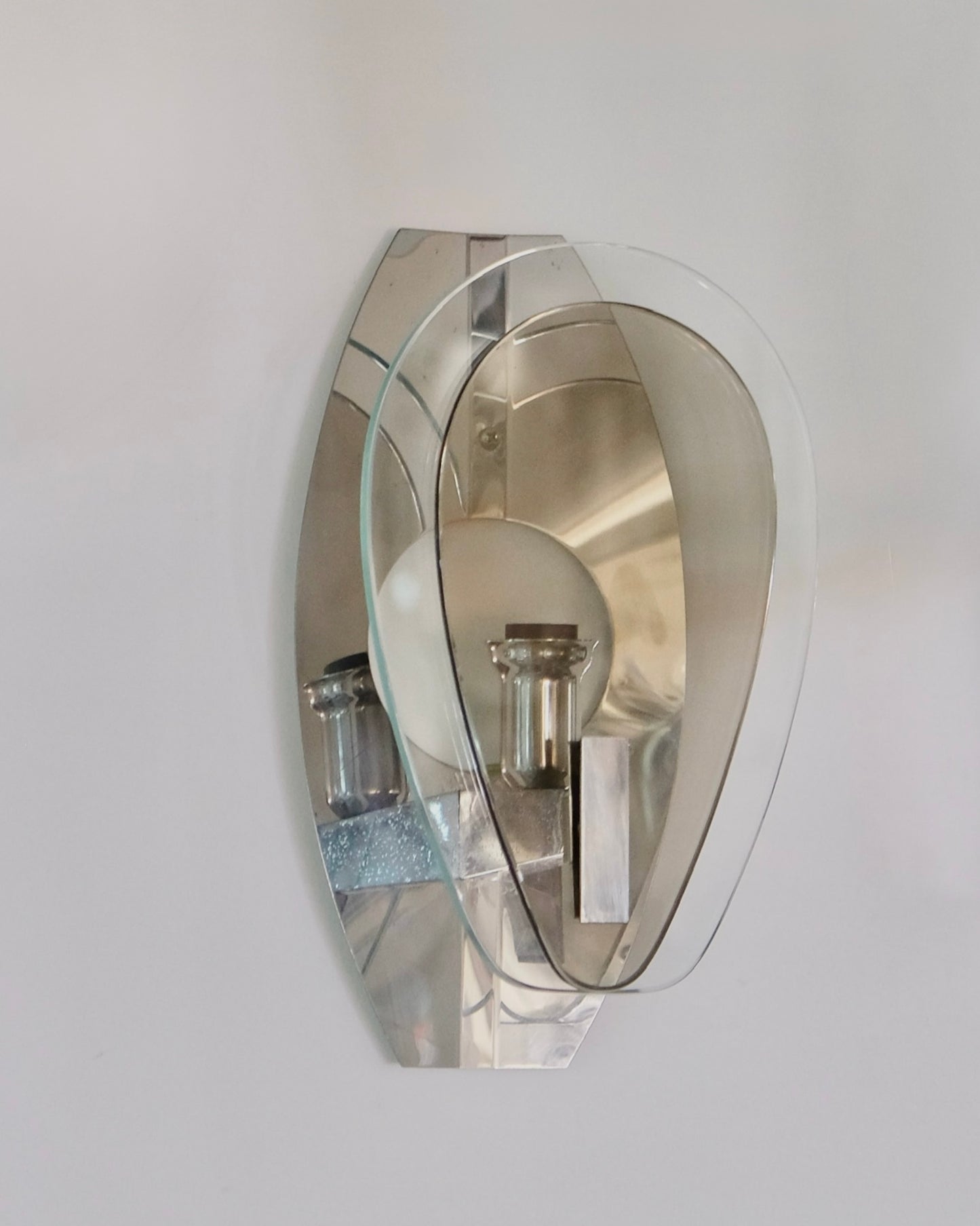 CLEAR AND SMOKED GLASS WALL SCONCES