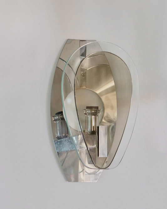 CLEAR AND SMOKED GLASS WALL SCONCES