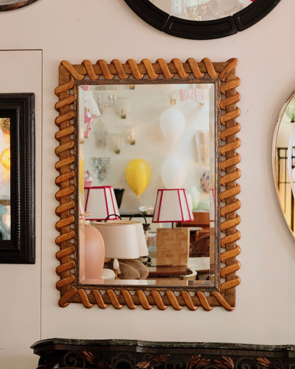 HANDPAINTED MIRROR w. GLIT WEAVE DETAIL