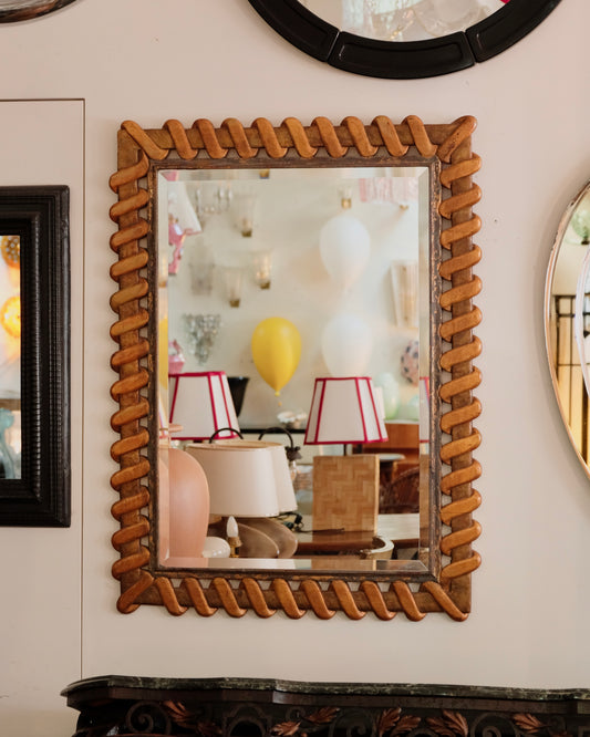 HANDPAINTED MIRROR w. GLIT WEAVE DETAIL