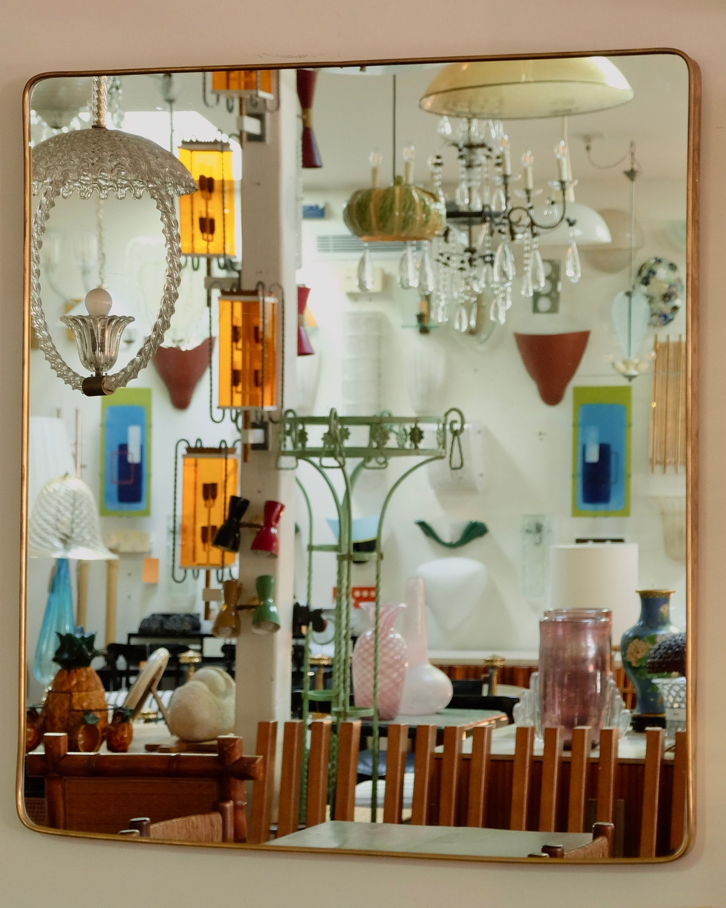 PAIR OF BRASS TAPERED MANTLE MIRRORS