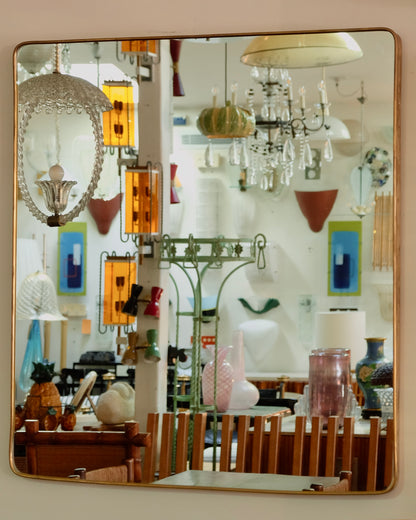 PAIR OF BRASS TAPERED MANTLE MIRRORS