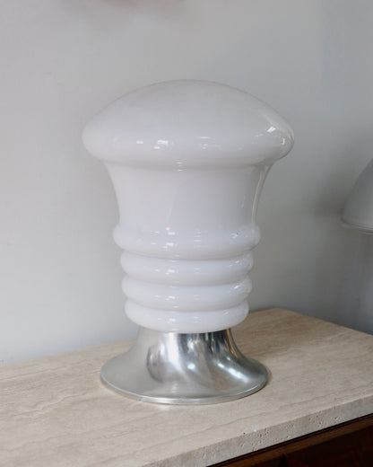 TAPERED GLASS GLOBE TABLE LAMP w. CHROME BASE
