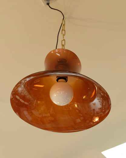 PAIR OF INSET DARK AMBER PLEXIGLASS FLUSH MOUNTS