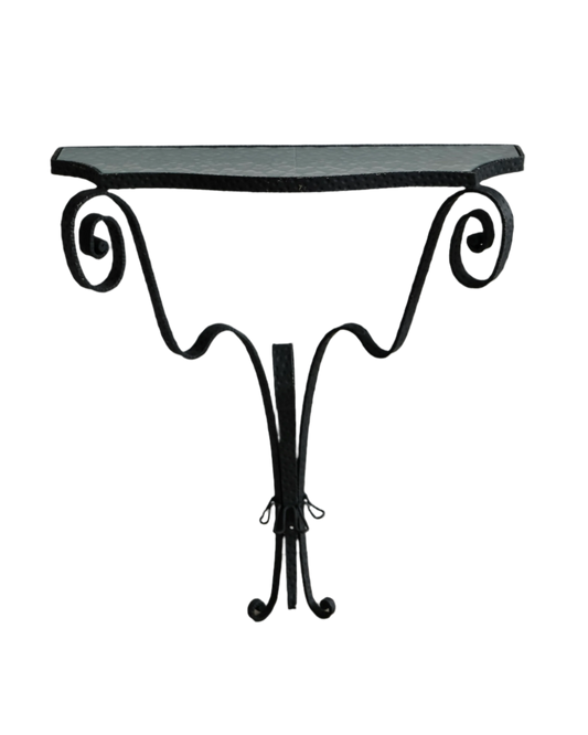 WROUGHT IRON SCROLLED MOUNTED CONSOLE