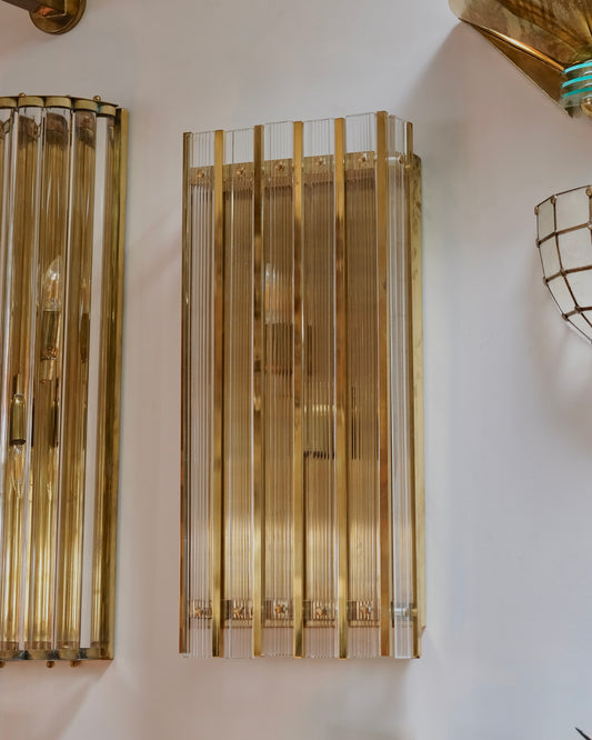 GOLD GRID BOX LIGHT SCONCE