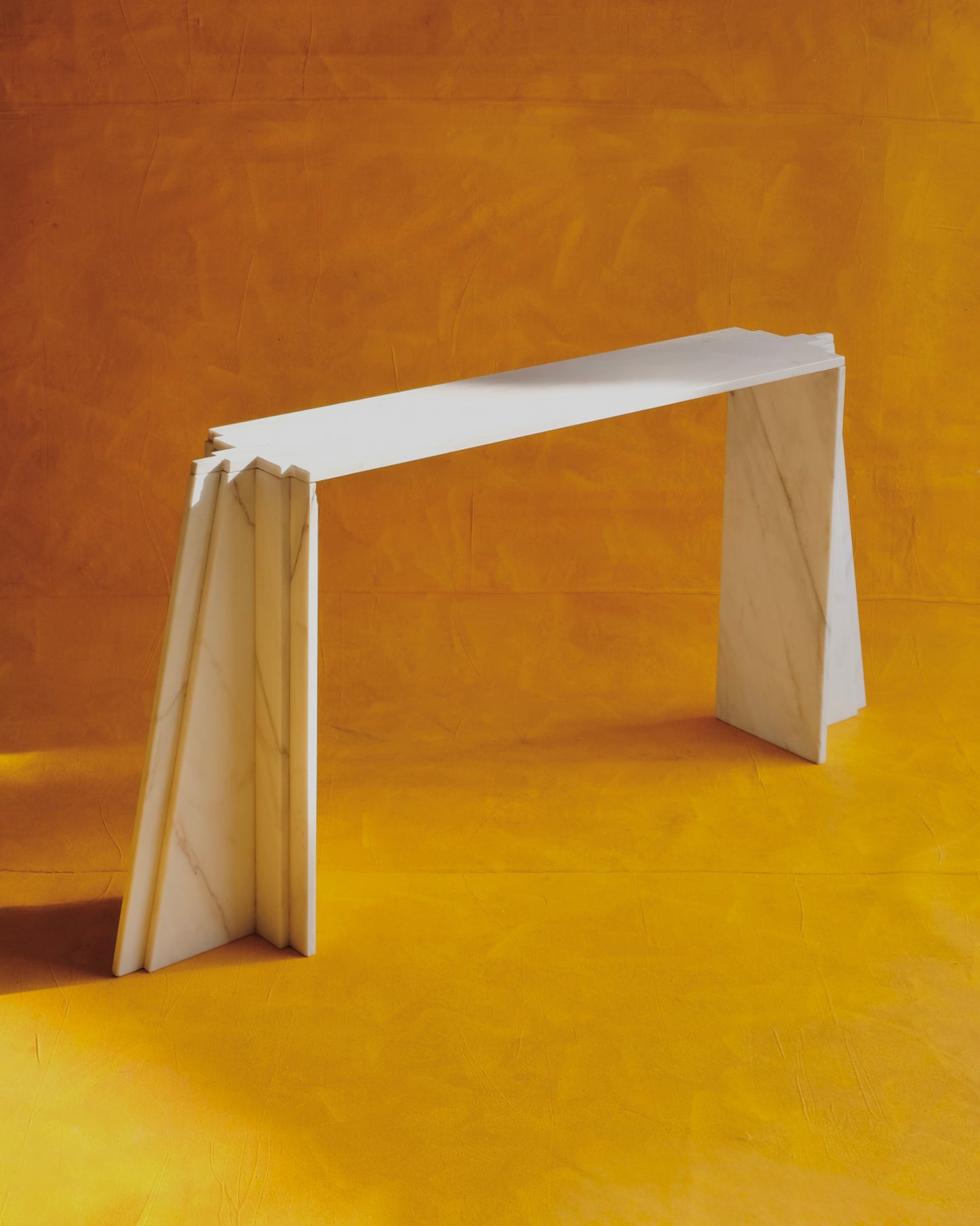 TIERED TRAVERTINE COLUMN CONSOLE
