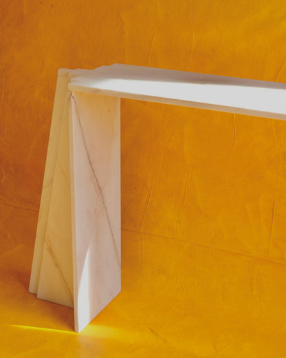 TIERED TRAVERTINE COLUMN CONSOLE