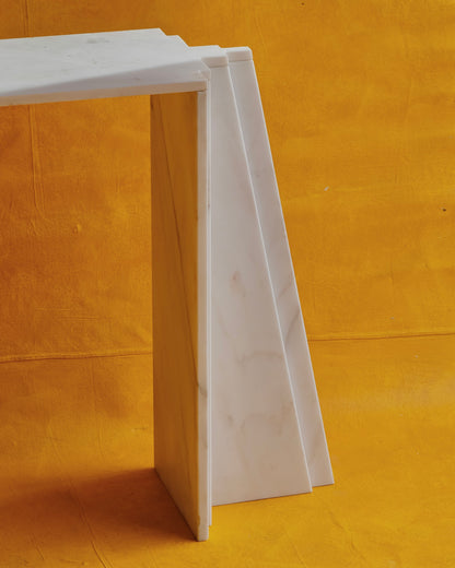 TIERED TRAVERTINE COLUMN CONSOLE