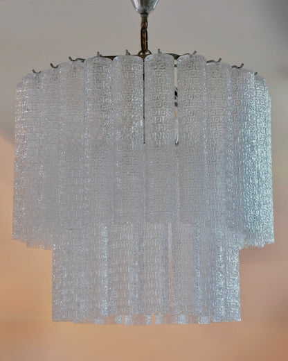 TWO TIERED WATERFALL CHANDELIERS w. CIRCLE DETAIL