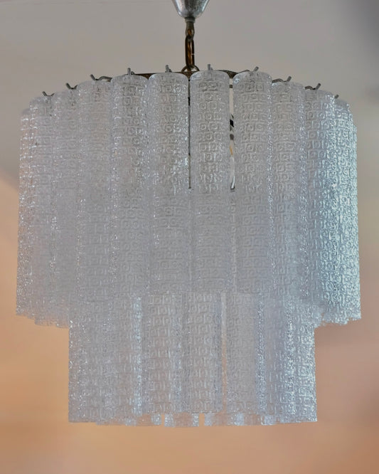 TWO TIERED WATERFALL CHANDELIERS w. CIRCLE DETAIL