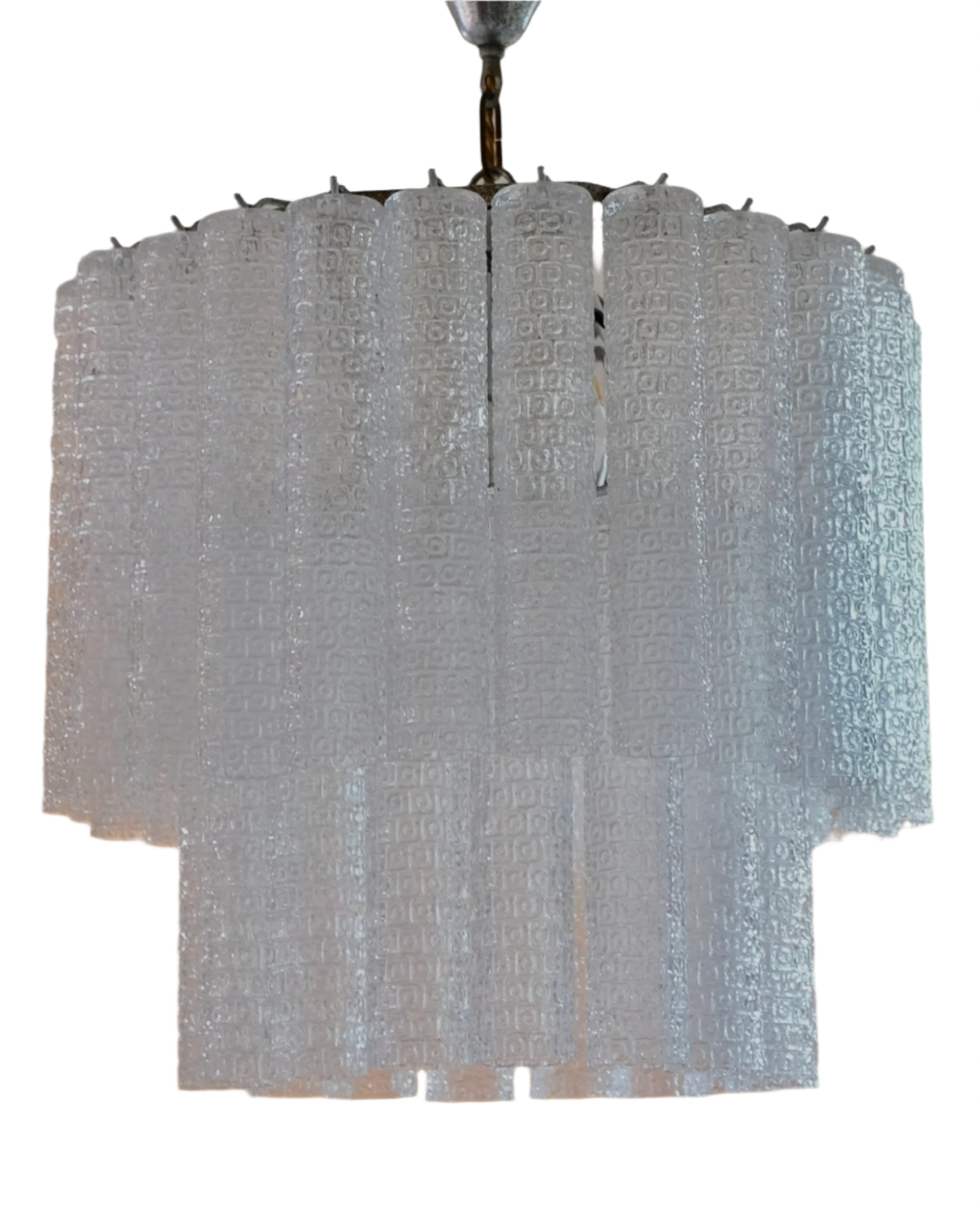 TWO TIERED WATERFALL CHANDELIERS w. CIRCLE DETAIL