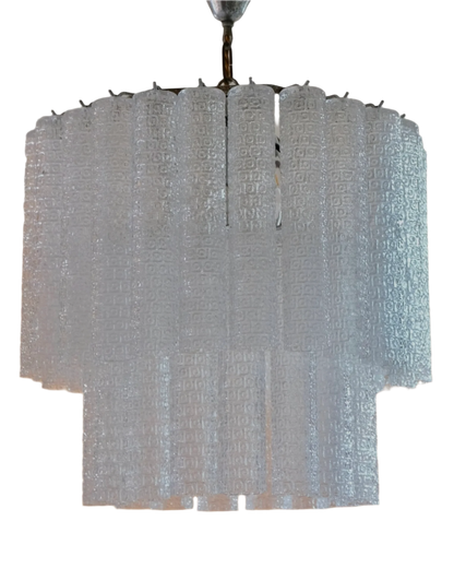 TWO TIERED WATERFALL CHANDELIERS w. CIRCLE DETAIL