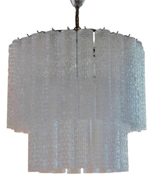 TWO TIERED WATERFALL CHANDELIERS w. CIRCLE DETAIL