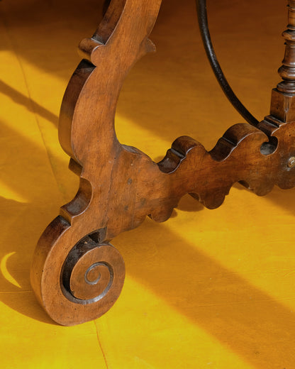 SMALL SPANISH WALNUT DESK w. IRON BRACE
