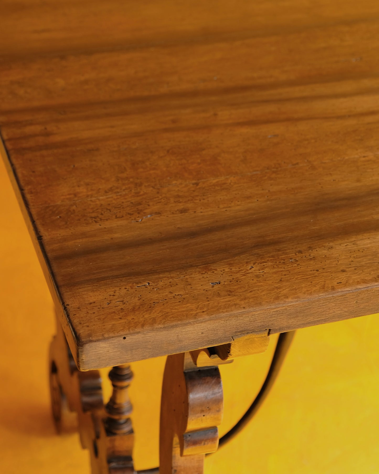 SMALL SPANISH WALNUT DESK w. IRON BRACE