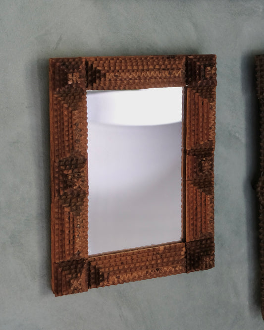 SMALL TRAMP ART WOODEN MIRROR