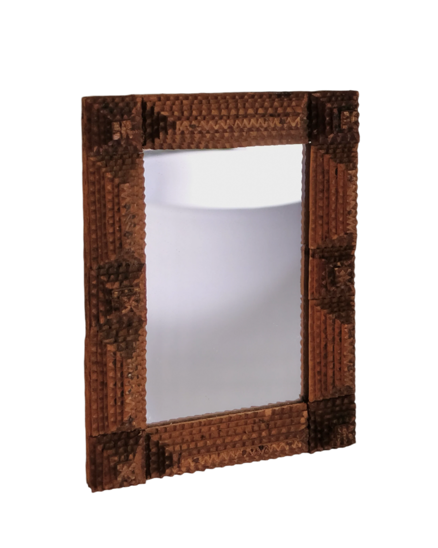 SMALL TRAMP ART WOODEN MIRROR