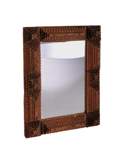 SMALL TRAMP ART WOODEN MIRROR