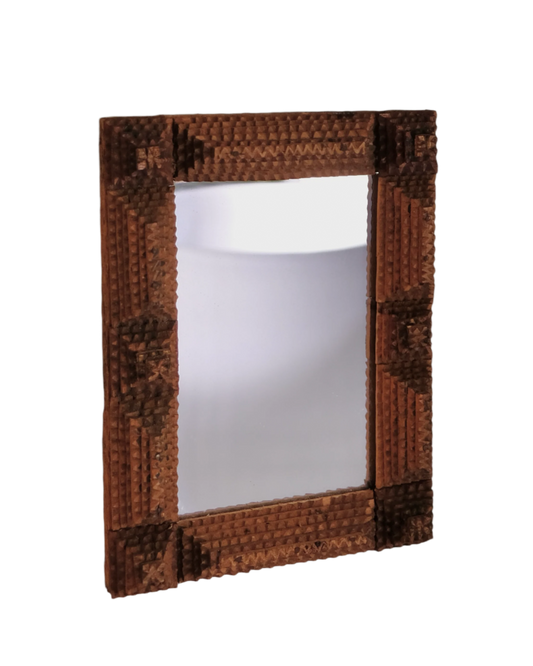 SMALL TRAMP ART WOODEN MIRROR