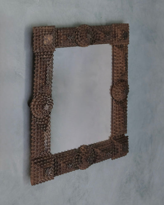 MEDIUM TRAMP ART WOODEN MIRROR